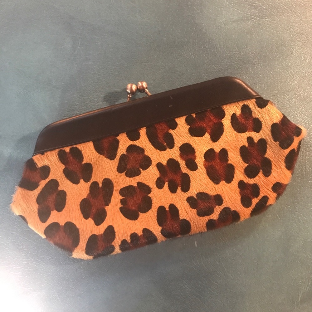 Nicole Miller Leopard Leather Clutch